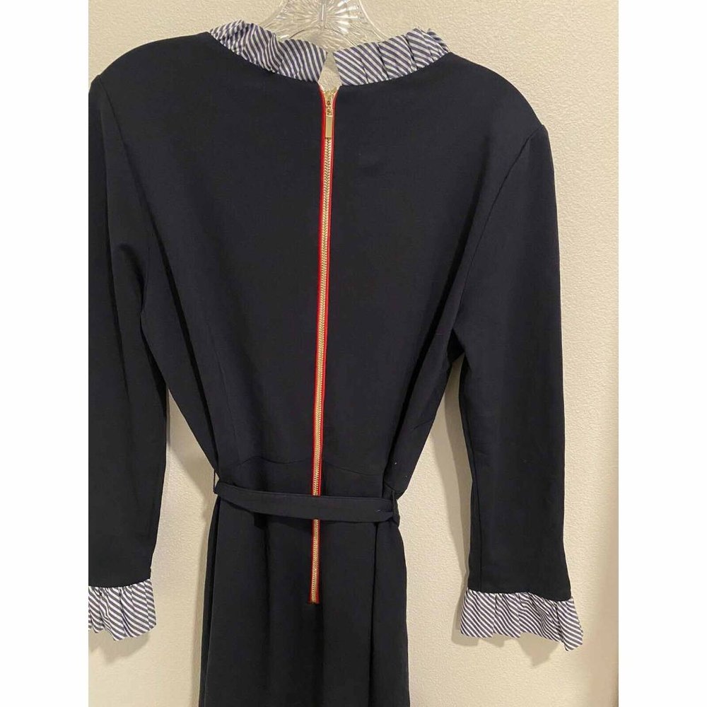 1901 Built In Stripe Collar Shirt Dress Belted Work Size  14 - Picture 7 of 7